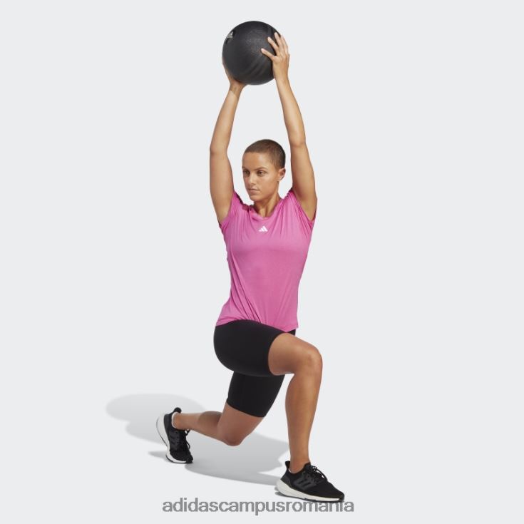 adidas campus romania aeroready train essentials branding minimal tricou cu decolteu în V fucsia femei fucsie J266N29278