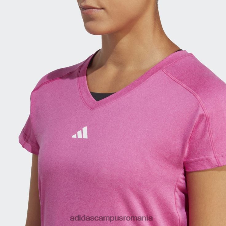 adidas campus romania aeroready train essentials branding minimal tricou cu decolteu în V fucsia femei fucsie J266N29278