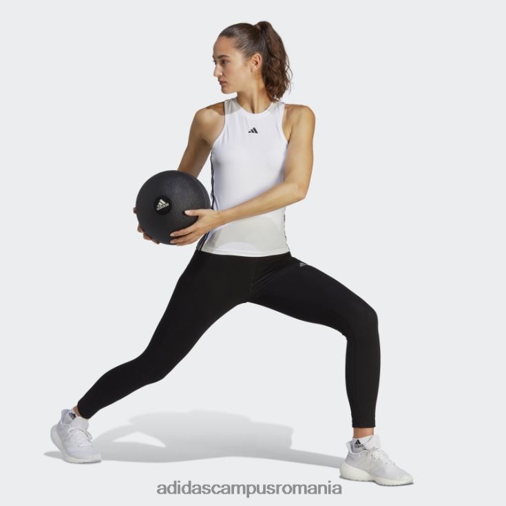 adidas campus romania aeroready train essentials maiou obișnuit cu 3 dungi alb femei alb negru J266N217185
