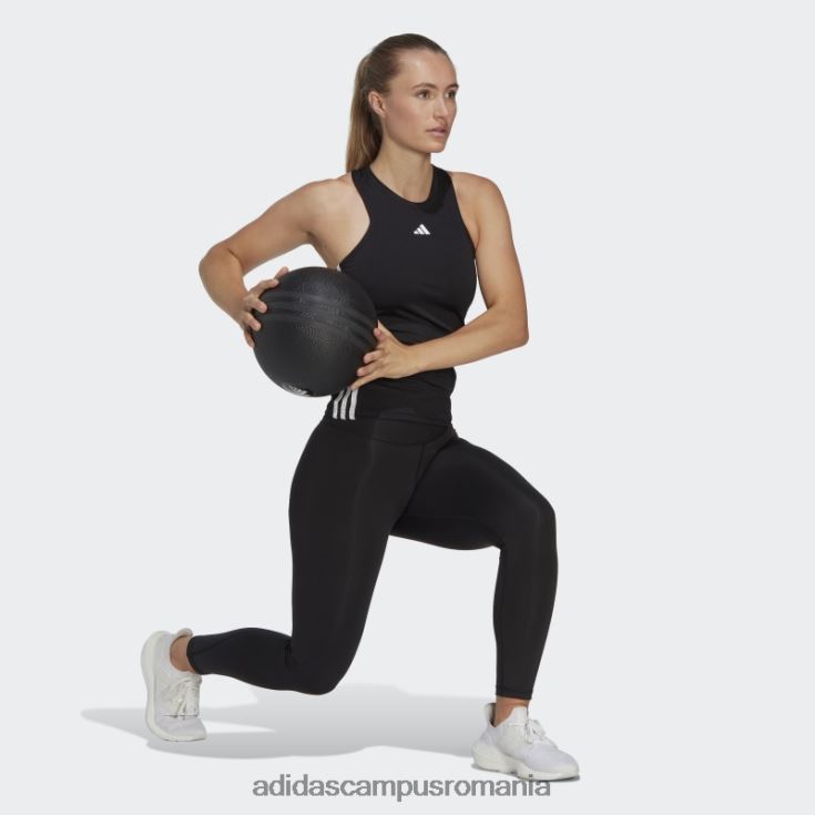 adidas campus romania aeroready train essentials maiou obișnuit cu 3 dungi negru femei alb negru J266N29547