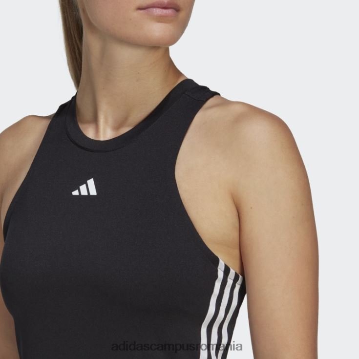 adidas campus romania aeroready train essentials maiou obișnuit cu 3 dungi negru femei alb negru J266N29547