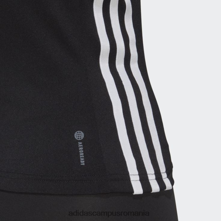 adidas campus romania aeroready train essentials maiou obișnuit cu 3 dungi negru femei alb negru J266N29547