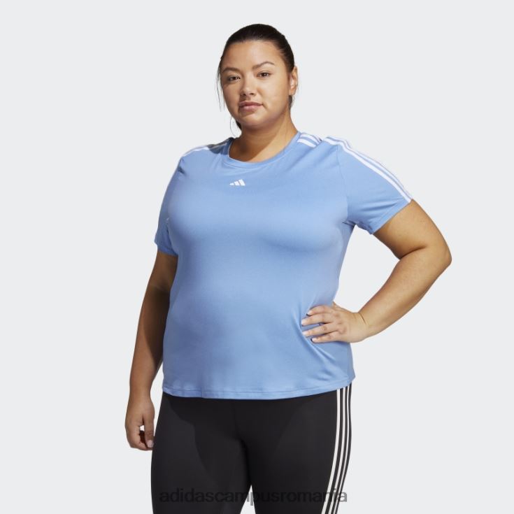 adidas campus romania aeroready train essentials tricou cu 3 dungi (mărime plus) albastru femei albastru alb J266N217179