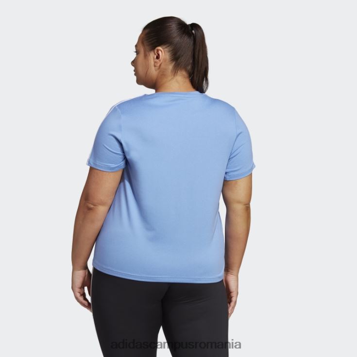 adidas campus romania aeroready train essentials tricou cu 3 dungi (mărime plus) albastru femei albastru alb J266N217179