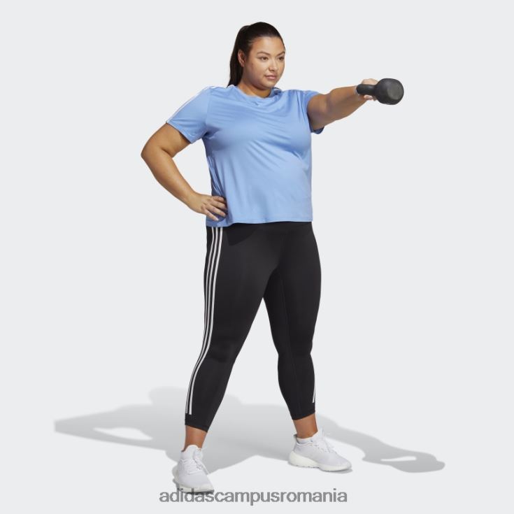 adidas campus romania aeroready train essentials tricou cu 3 dungi (mărime plus) albastru femei albastru alb J266N217179