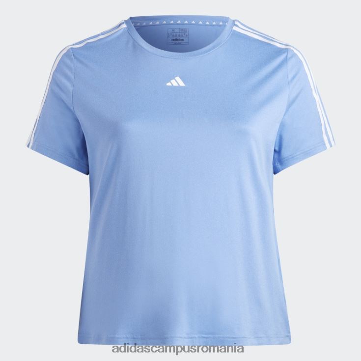 adidas campus romania aeroready train essentials tricou cu 3 dungi (mărime plus) albastru femei albastru alb J266N217179