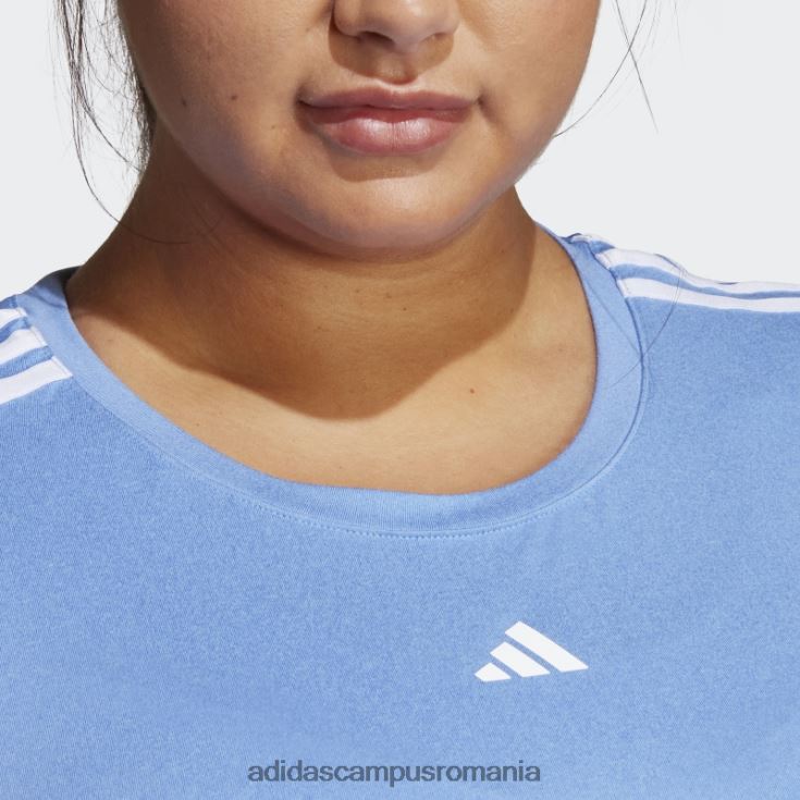 adidas campus romania aeroready train essentials tricou cu 3 dungi (mărime plus) albastru femei albastru alb J266N217179