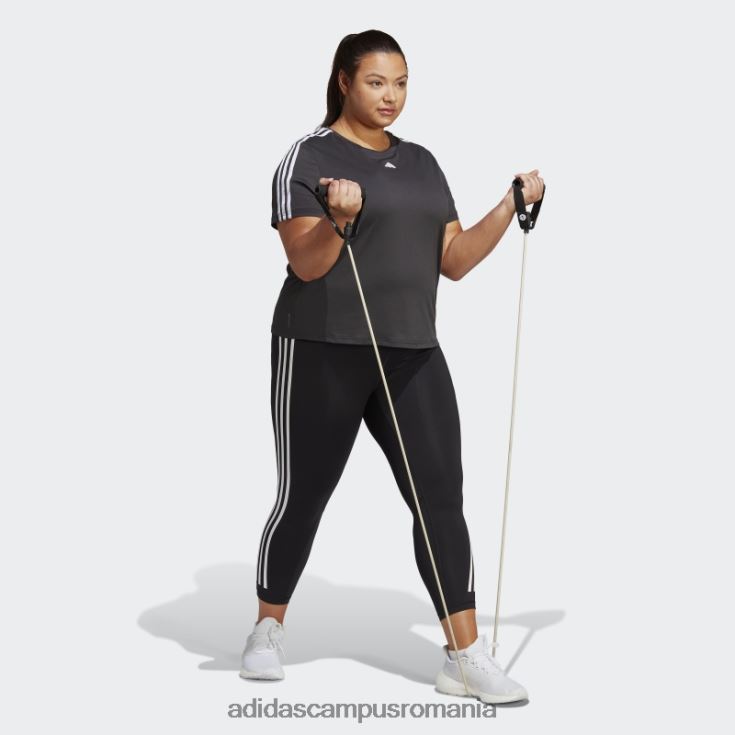 adidas campus romania aeroready train essentials tricou cu 3 dungi (mărime plus) negru femei alb negru J266N217191