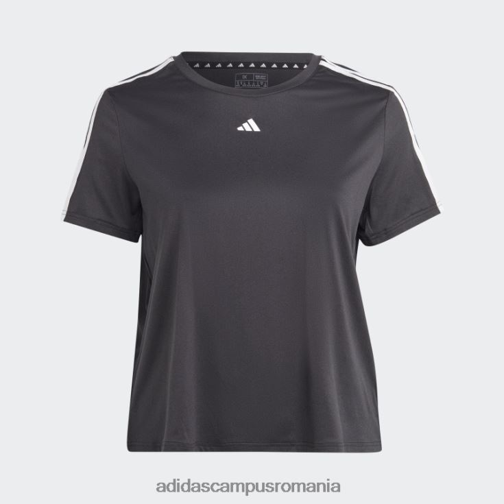 adidas campus romania aeroready train essentials tricou cu 3 dungi (mărime plus) negru femei alb negru J266N217191