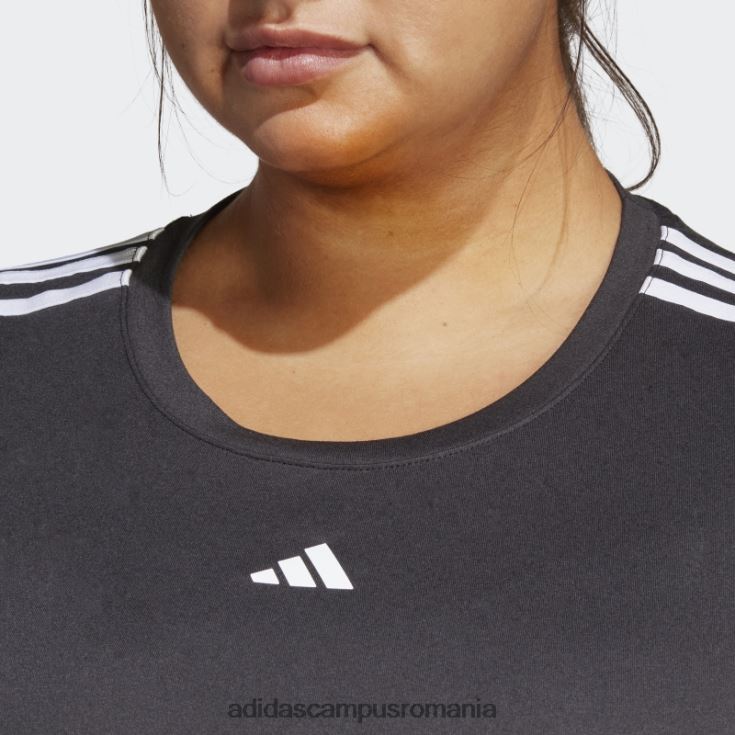 adidas campus romania aeroready train essentials tricou cu 3 dungi (mărime plus) negru femei alb negru J266N217191