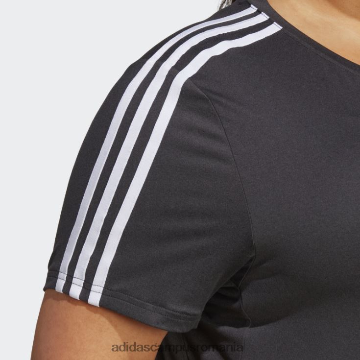 adidas campus romania aeroready train essentials tricou cu 3 dungi (mărime plus) negru femei alb negru J266N217191