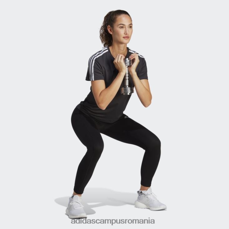 adidas campus romania aeroready train essentials tricou negru cu 3 dungi femei alb negru J266N216526
