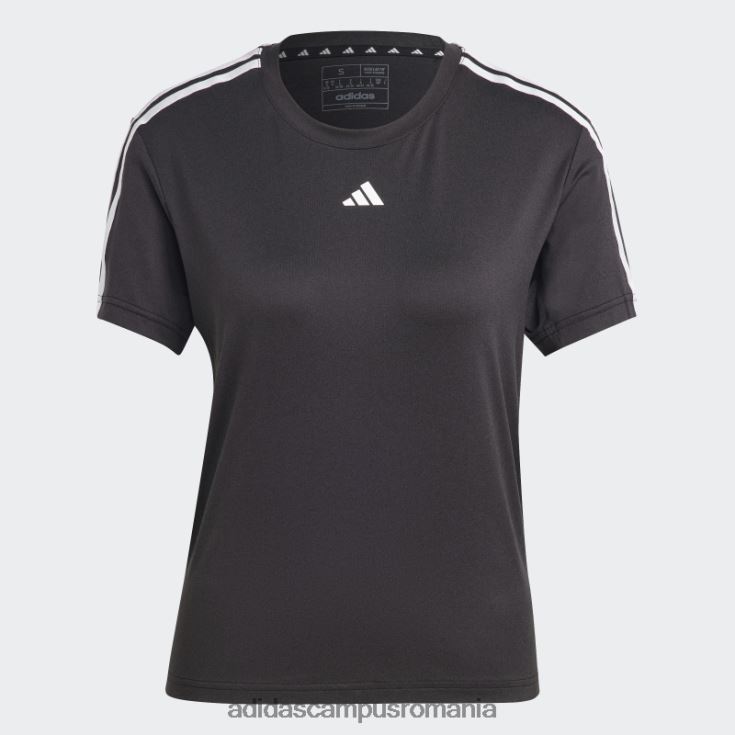 adidas campus romania aeroready train essentials tricou negru cu 3 dungi femei alb negru J266N216526