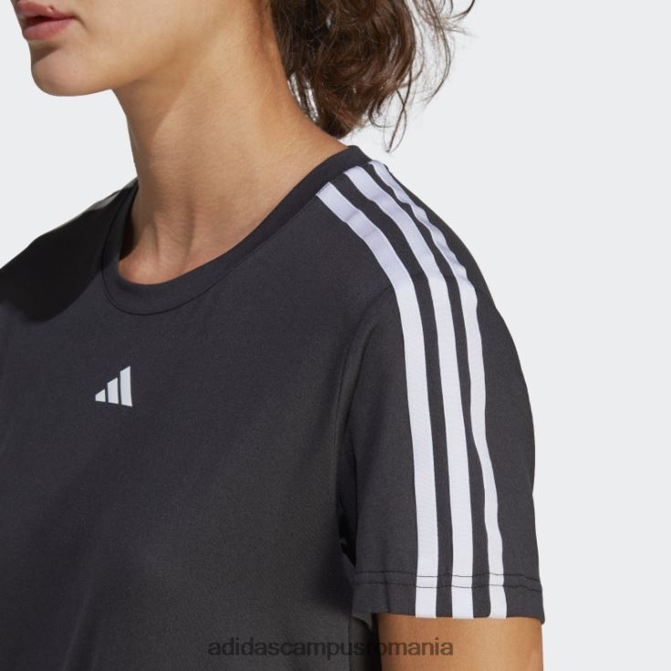adidas campus romania aeroready train essentials tricou negru cu 3 dungi femei alb negru J266N216526