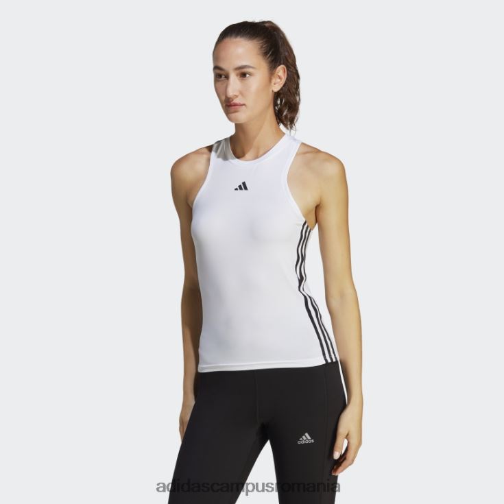 adidas campus romania alb, aeroready train essentials, maiou obișnuit cu 3 dungi femei alb negru J266N29359