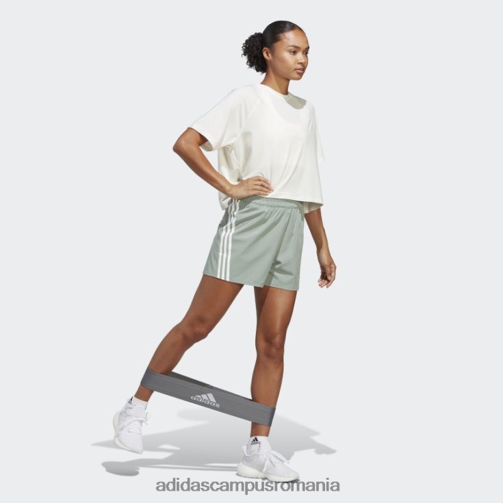 adidas campus romania argintiu verde trainicons pantaloni scurți țesuți cu 3 dungi adidas femei verde argintiu/alb J266N216755