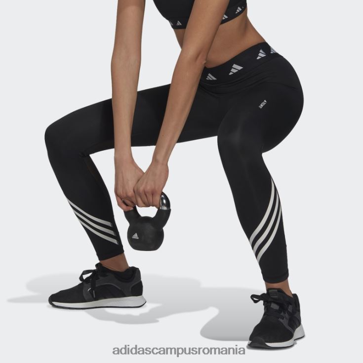 adidas campus romania colanți negri techfit 3 dungi la modă femei negru J266N22265