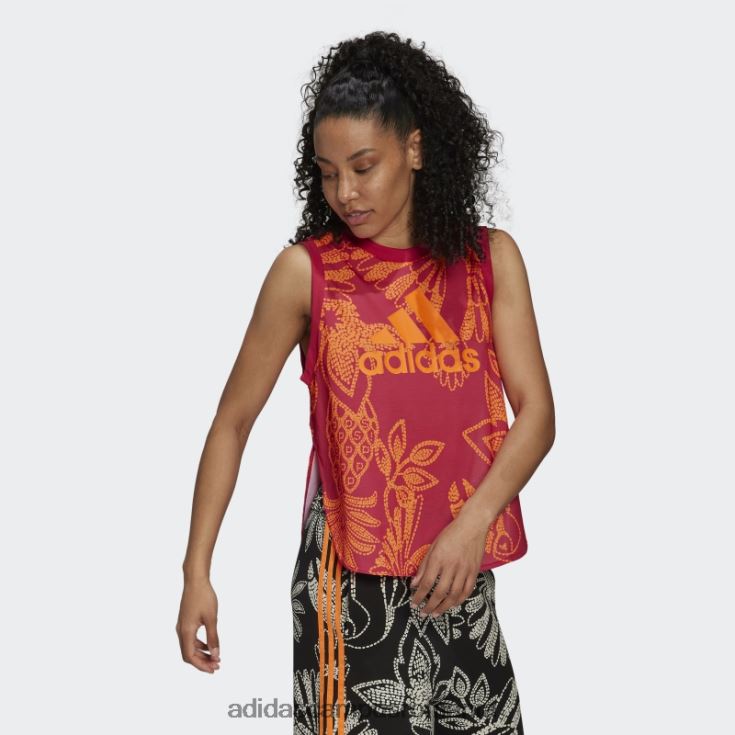 adidas campus romania farm rio tank top berry adidas femei fructe de pădure/aplicație portocalie J266N210782