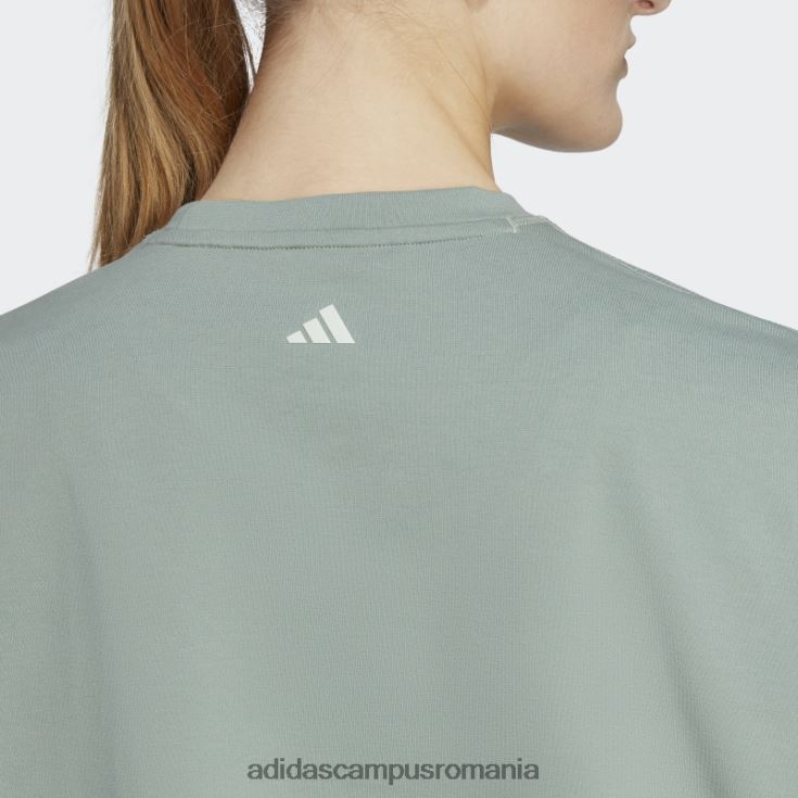 adidas campus romania hanorac crop studio de yoga de modă argintiu verde femei verde argintiu J266N22327