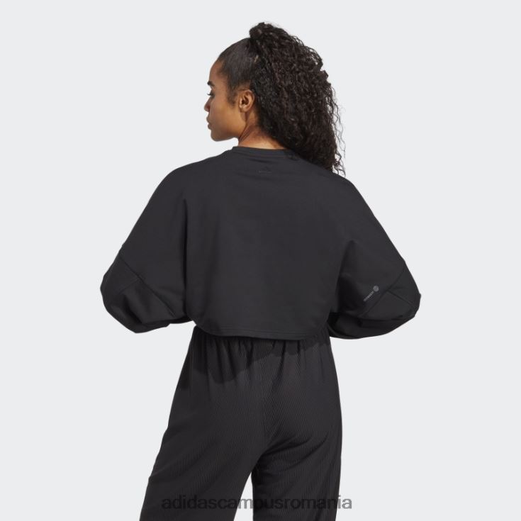 adidas campus romania hanorac crop studio de yoga negru la modă femei negru J266N29070