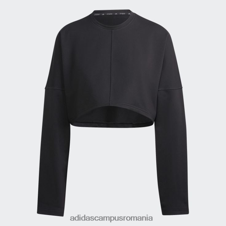 adidas campus romania hanorac crop studio de yoga negru la modă femei negru J266N29070