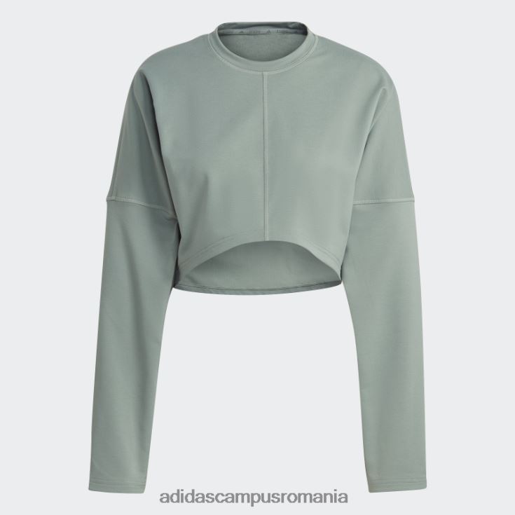 adidas campus romania hanorac crop yoga studio verde argintiu femei verde argintiu J266N216970