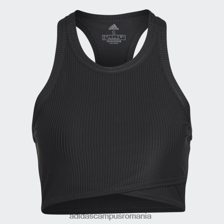 adidas campus romania maiou negru cu coaste înfășurat pentru studio de yoga femei negru J266N210361