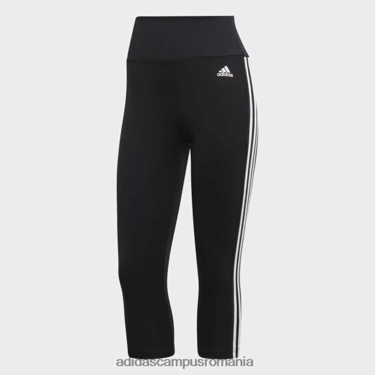 adidas campus romania modă concepută pentru a mișca colanți sport înalți cu 3 dungi 3/4 alb femei alb negru J266N210193