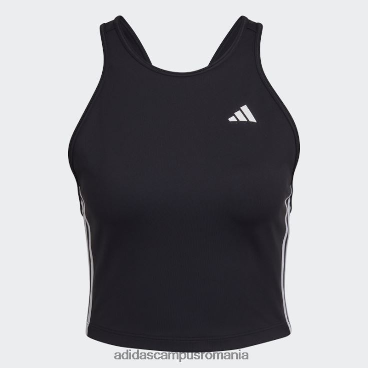 adidas campus romania negru aeroready, făcut pentru antrenament, maiou crop cu 3 dungi femei alb negru J266N28885