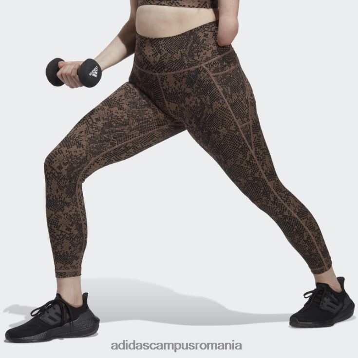 adidas campus romania optime stash buzunar antrenament animal print 7/8 jambiere pământ femei pământ/negru J266N217455