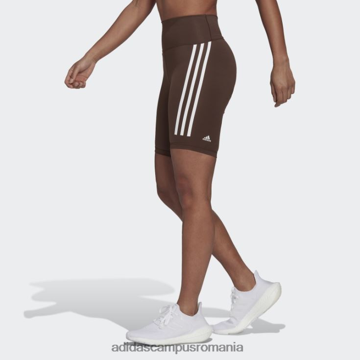 adidas campus romania optime trainicons 3 benzi biciclete leggings scurti maro femei maro/alb J266N23145