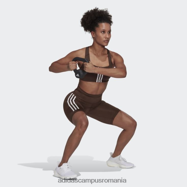 adidas campus romania optime trainicons 3 benzi biciclete leggings scurti maro femei maro/alb J266N23145