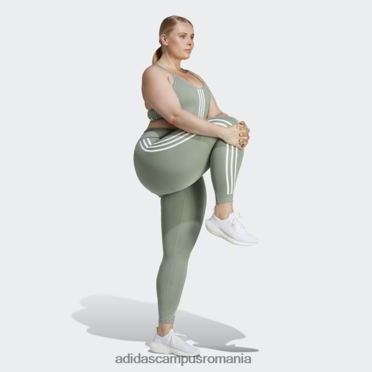 adidas campus romania optime trainicons 3 dungi 7/8 jambiere (plus marime) verde argintiu femei verde argintiu J266N29854