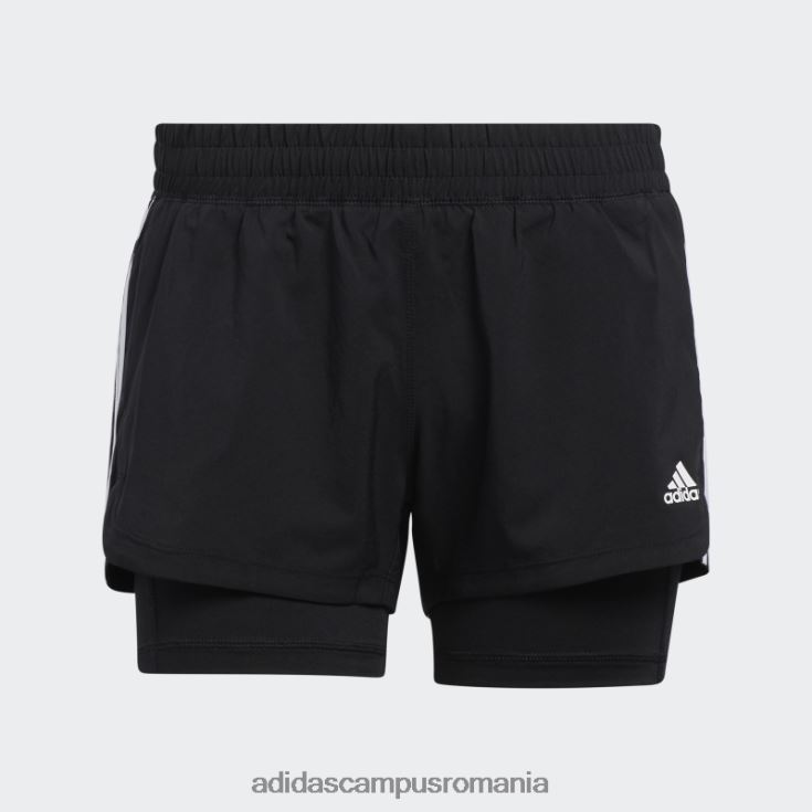adidas campus romania pacer pantaloni scurți doi-în-un țesuți cu 3 dungi negru femei alb negru J266N22648