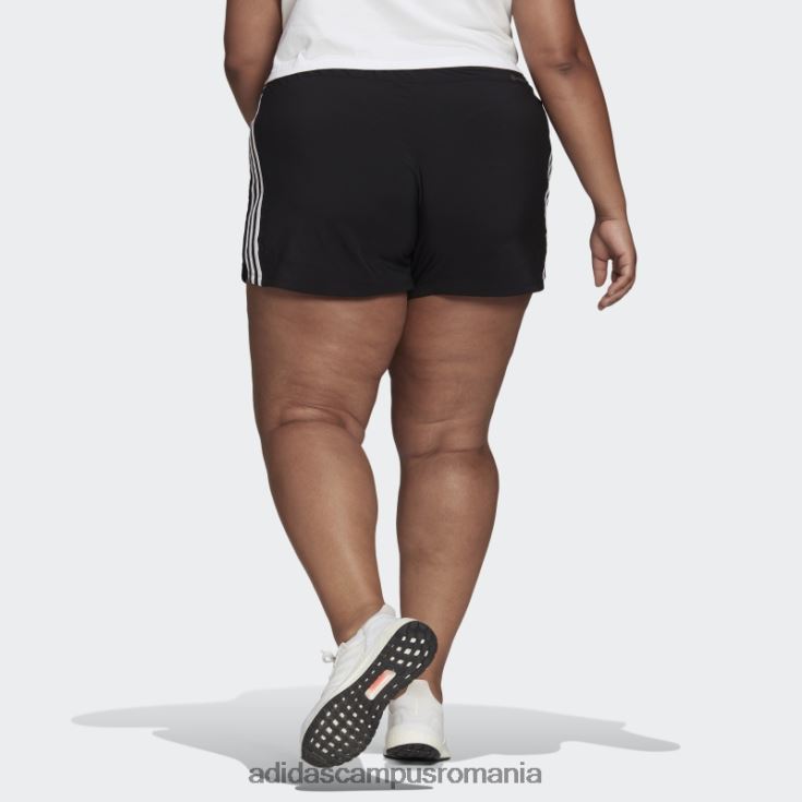 adidas campus romania pacer pantaloni scurți țesuți cu 3 dungi (plus mărime) negru femei alb negru J266N29038
