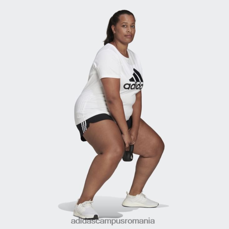 adidas campus romania pacer pantaloni scurți țesuți cu 3 dungi (plus mărime) negru femei alb negru J266N29038