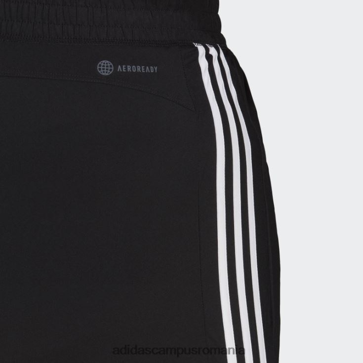 adidas campus romania pacer pantaloni scurți țesuți cu 3 dungi (plus mărime) negru femei alb negru J266N29038