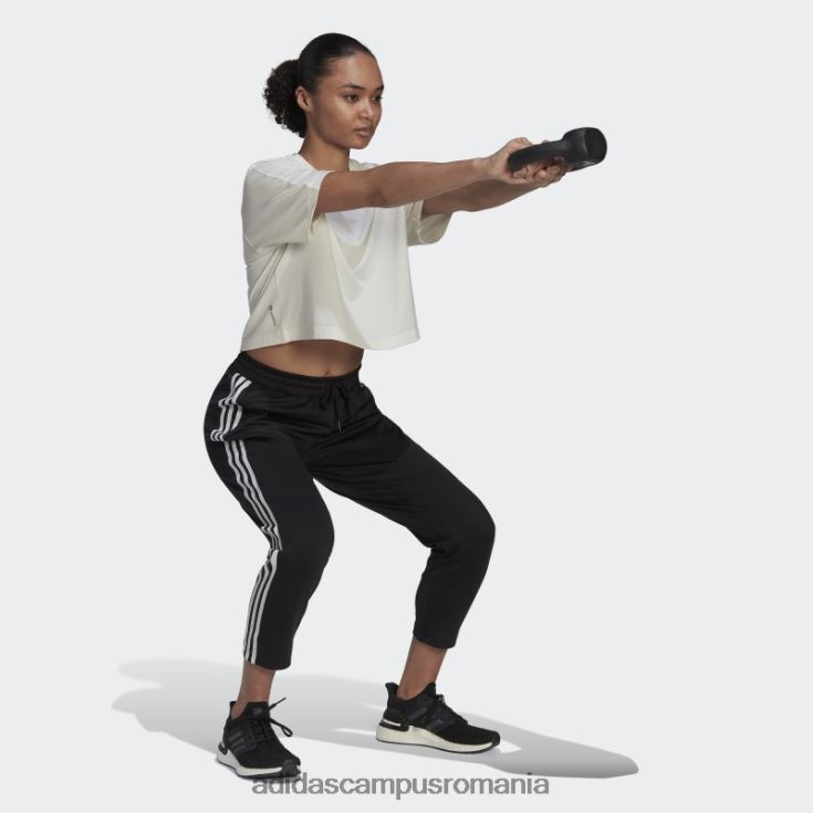 adidas campus romania pantaloni negri aeroready made4training tricot 7/8 cu 3 dungi femei alb negru J266N22578