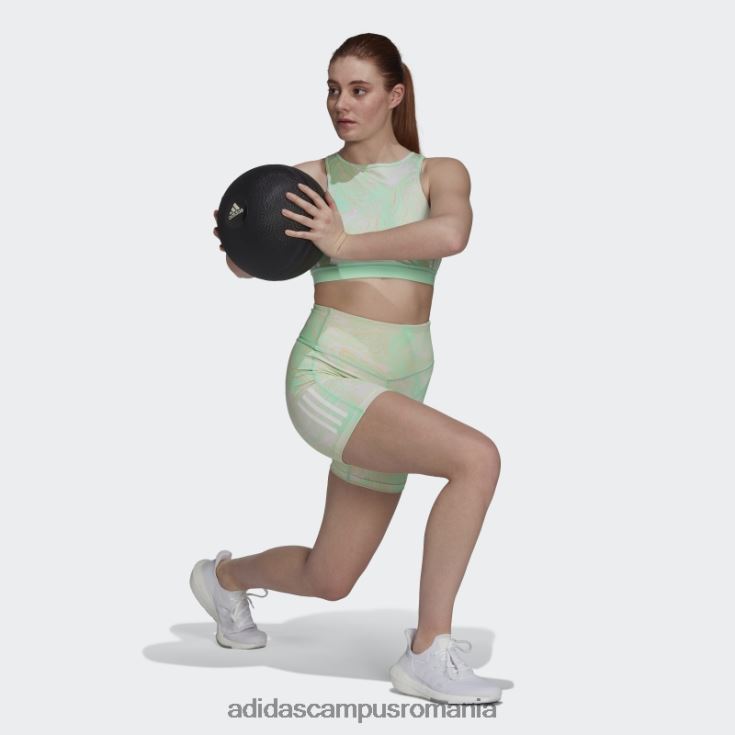 adidas campus romania pantaloni scurți adidas multicolor hiperglam aeroready pentru antrenament cu talie înaltă cu imprimeu marmură femei multicolor/mentă J266N23177