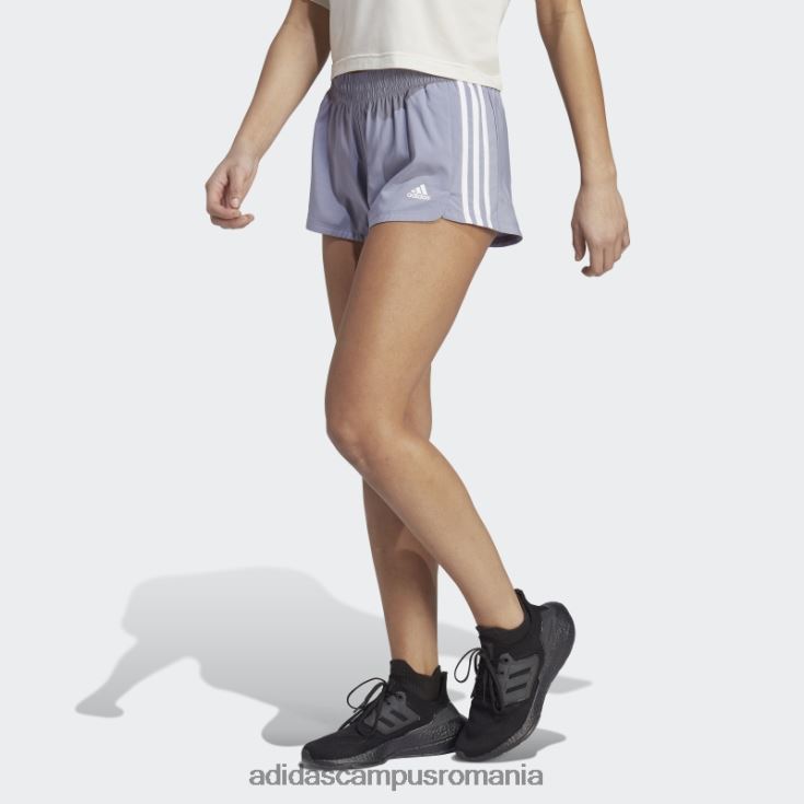 adidas campus romania pantaloni scurți țesuți cu 3 dungi pacer violet argintiu femei violet argintiu/alb J266N29436
