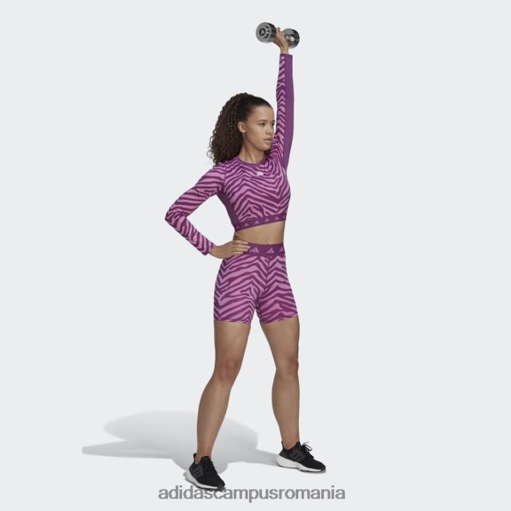adidas campus romania pantaloni scurți hyperglam techfit zebra cu talie înaltă multicolor femei multicolor/liliac J266N22852