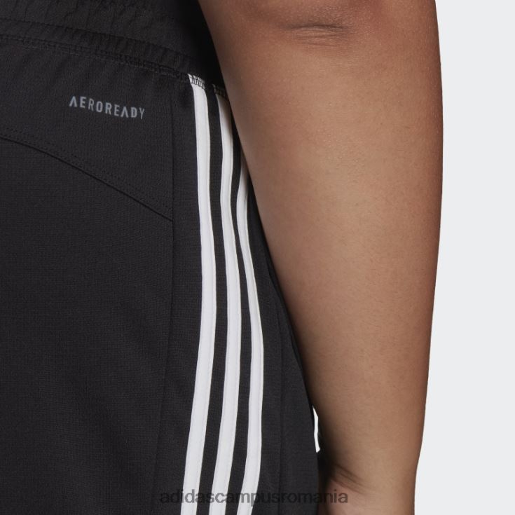 adidas campus romania pantaloni scurți negri pacer tricot cu 3 dungi (plus mărime) femei alb negru J266N29869