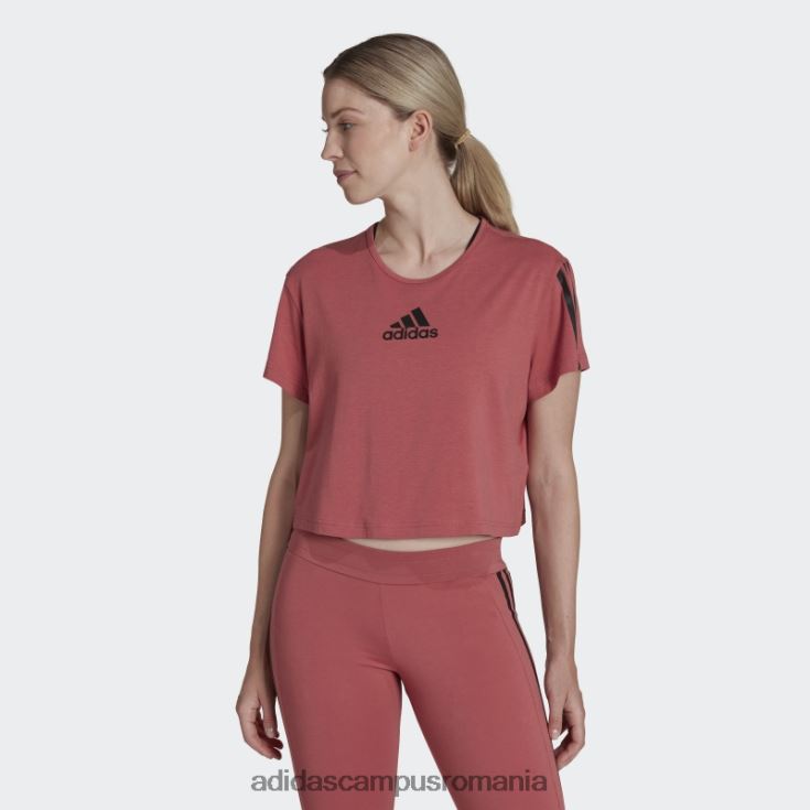 adidas campus romania roșu aeroready făcut pentru antrenament crop sport tee fashion femei roșu J266N210414