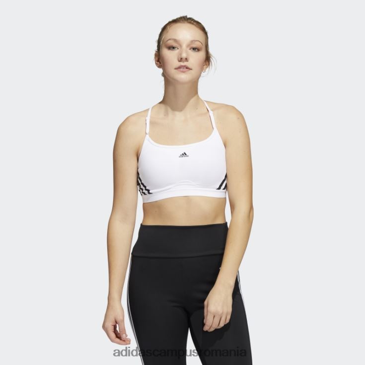adidas campus romania sutien cu 3 dungi cu susținere la lumină aeroreact alb fierbinte femei alb negru J266N217364