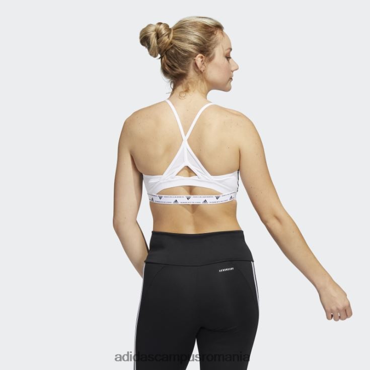 adidas campus romania sutien cu 3 dungi cu susținere la lumină aeroreact alb fierbinte femei alb negru J266N217364