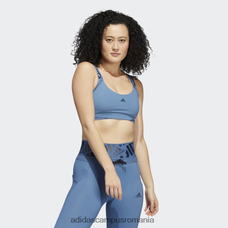 adidas campus romania sutien cu logo pentru antrenament aeroimpact cu susținere luminoasă albastru alterat femei albastru alterat/gri liniuță J266N22804
