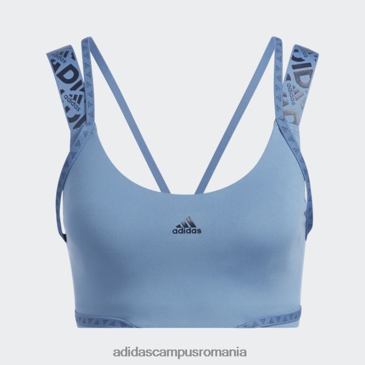 adidas campus romania sutien cu logo pentru antrenament aeroimpact cu susținere luminoasă albastru alterat femei albastru alterat/gri liniuță J266N22804