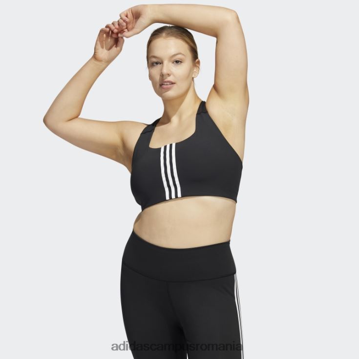 adidas campus romania sutien cu suport mediu pentru antrenament powerimpact de la modă neagră (mărime plus) femei alb negru J266N29867
