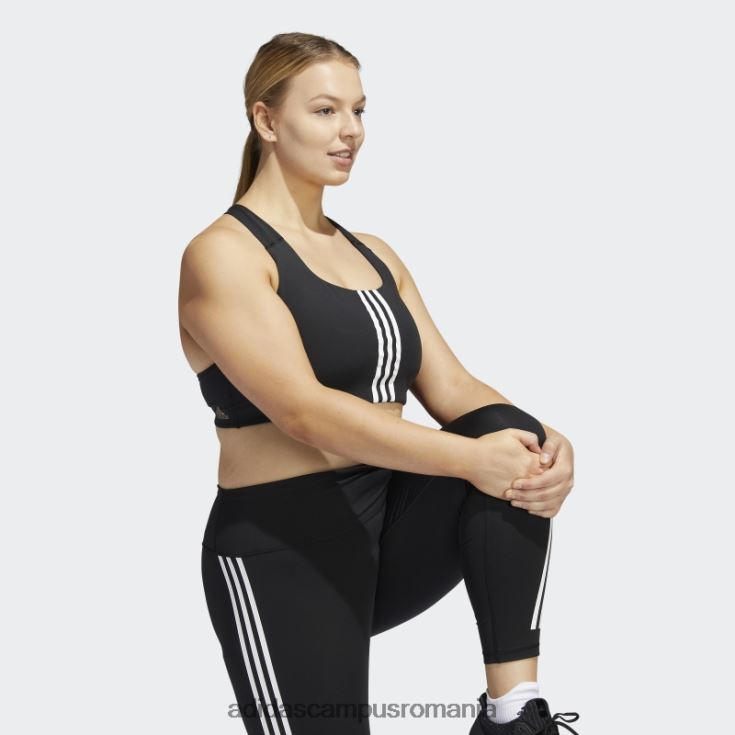 adidas campus romania sutien cu suport mediu pentru antrenament powerimpact de la modă neagră (mărime plus) femei alb negru J266N29867