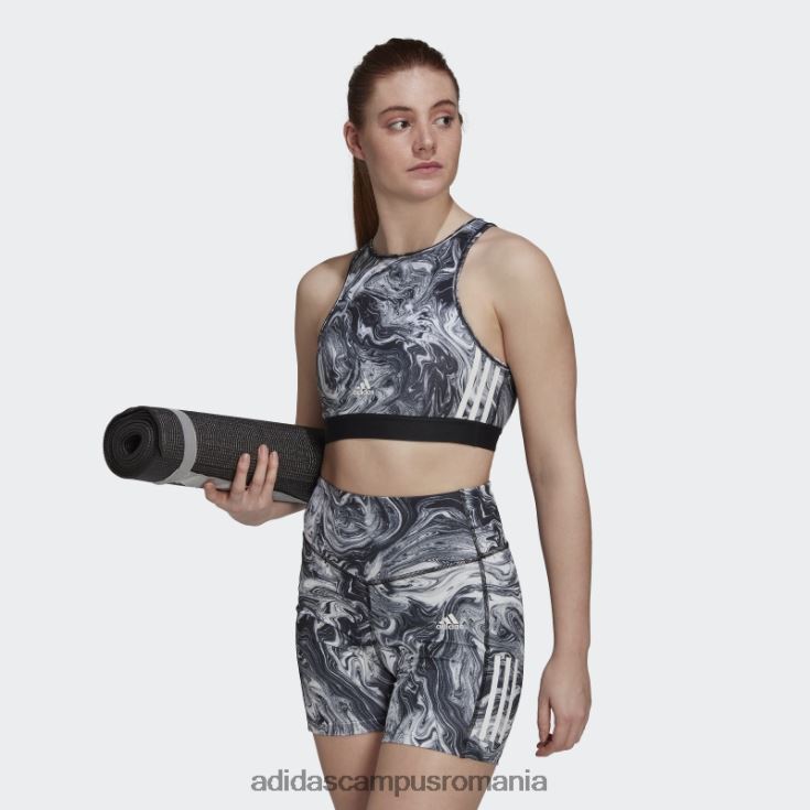 adidas campus romania sutien de antrenament hyperglam aeroready cu susținere ușoară cu imprimeu de marmură multicolor femei multicolor/negru J266N22803